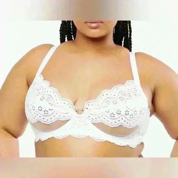 Savage X Fenty Eyelet Lace & Mesh Balconette Bra 42D - Picture 1 of 9